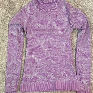 Purple Patterned Women's Athletic Long Sleeve Shirt